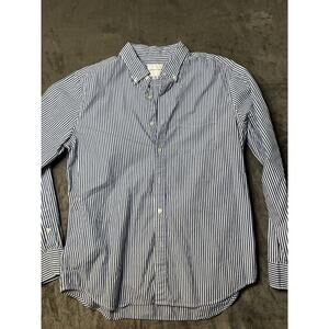 American Eagle Button Down Dress Shirt‎ Size Large Striped Blue White